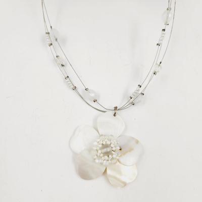 MOTHER OF PEARL INVISIBLE BEADED NECKLACE