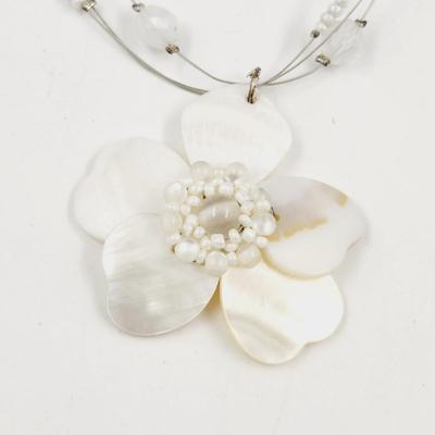 MOTHER OF PEARL INVISIBLE BEADED NECKLACE