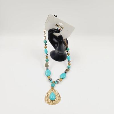 NEW MIX IT COLOR GOLD TONED & TURQUOISE NECKLACE