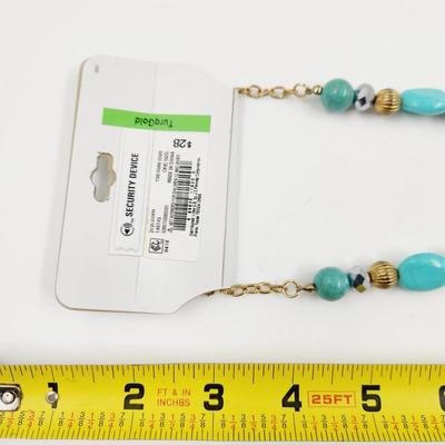 NEW MIX IT COLOR GOLD TONED & TURQUOISE NECKLACE