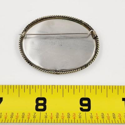 BEAUTIFUL ARTIST SIGNED MOTHER OF PEARL SHELL ART PIN