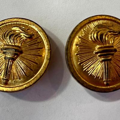 2 WWII LIBERTY TORCH BUTTONS