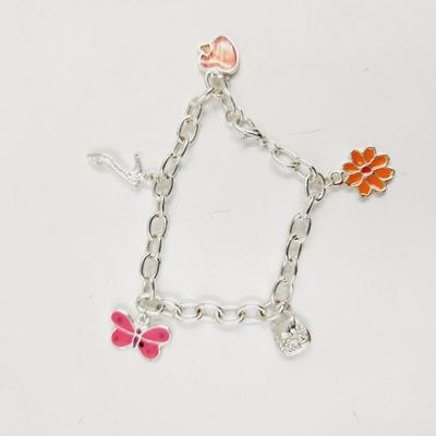 SILVER TONED SUMMER TIME CHARM BRACELET