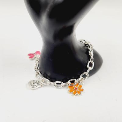 SILVER TONED SUMMER TIME CHARM BRACELET