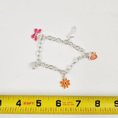 SILVER TONED SUMMER TIME CHARM BRACELET
