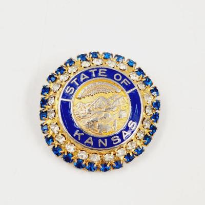 JEWELED STATE OF KANSAS BROOCH