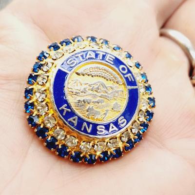 JEWELED STATE OF KANSAS BROOCH