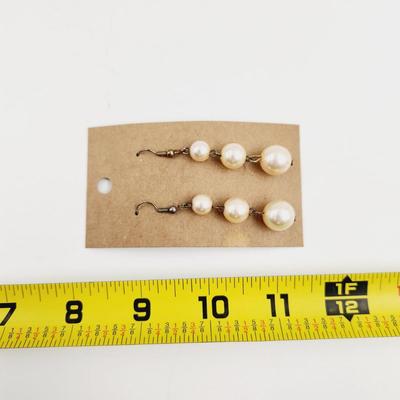 CUTE FAUX PEARL DANGLE EARRINGS