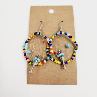 NEAT BEADED DREAM CATCHER NATIVE STYLE EARRINGS