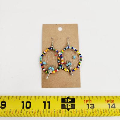 NEAT BEADED DREAM CATCHER NATIVE STYLE EARRINGS