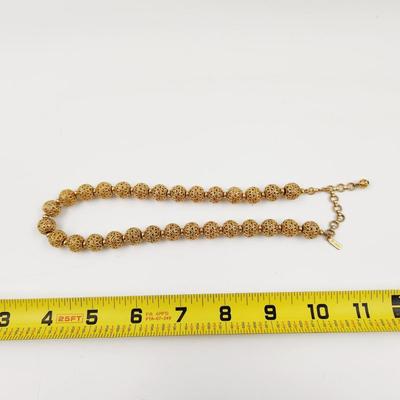 MONET GOLD TONED FILEGREE BEAD NECKLACE