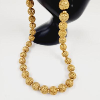 MONET GOLD TONED FILEGREE BEAD NECKLACE