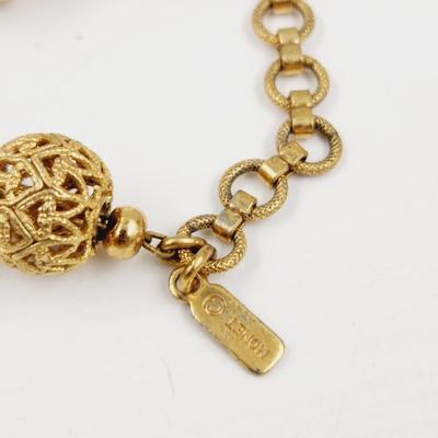 MONET GOLD TONED FILEGREE BEAD NECKLACE