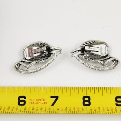 SELINE VINTAGE CLIP ON SILVER TONED EARRINGS