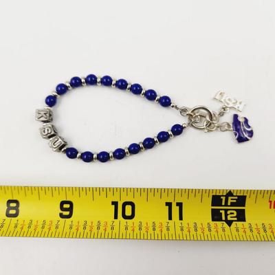 SILVER TONED KSU CHARM BRACELET