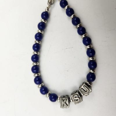 SILVER TONED KSU CHARM BRACELET