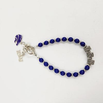 SILVER TONED KSU CHARM BRACELET