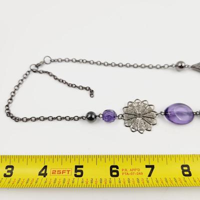 BLACK & PURPLE DETAILED NECKLACE