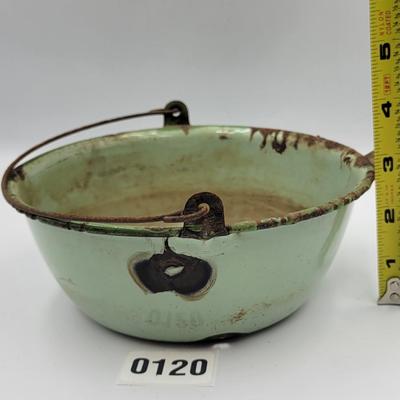 Vintage Green Enameled Pail