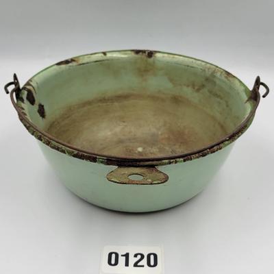Vintage Green Enameled Pail