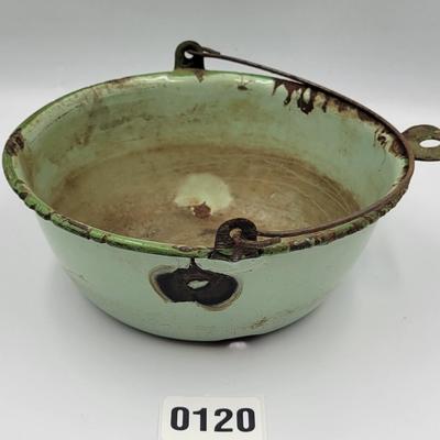Vintage Green Enameled Pail