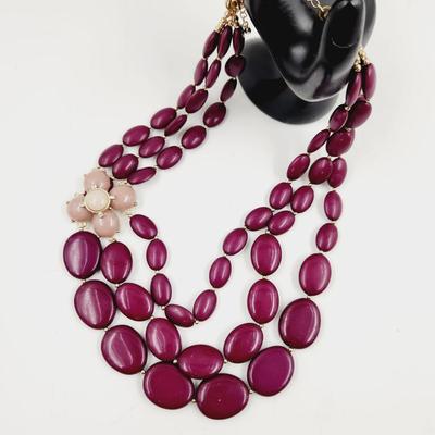 BEAUTIFUL DARK PINK DESIGNED NECKLACE