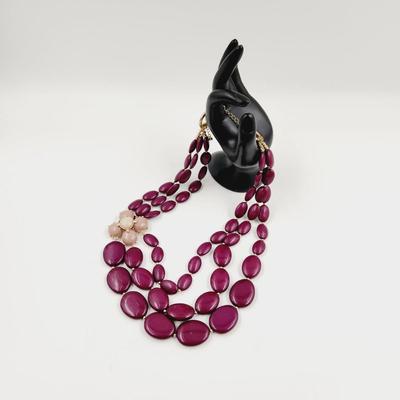 BEAUTIFUL DARK PINK DESIGNED NECKLACE