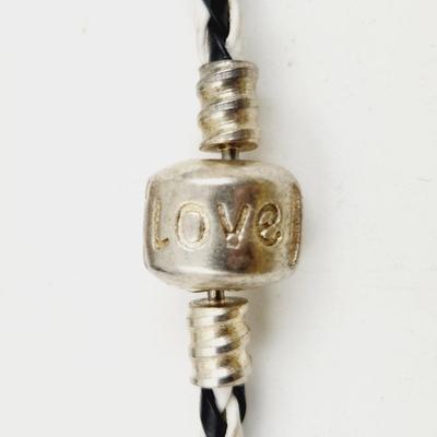 PANDORA STYLE BLACK, ORANGE & WHITE BRACELET