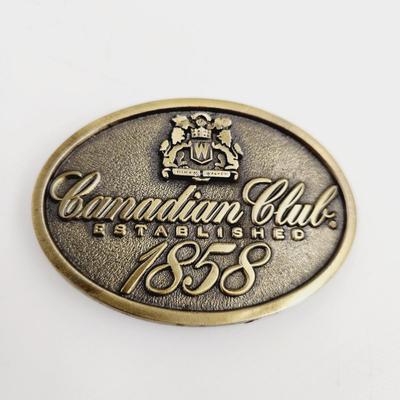 VINTAGE CANADIAN CLUB BRASS BELT BUCKLE