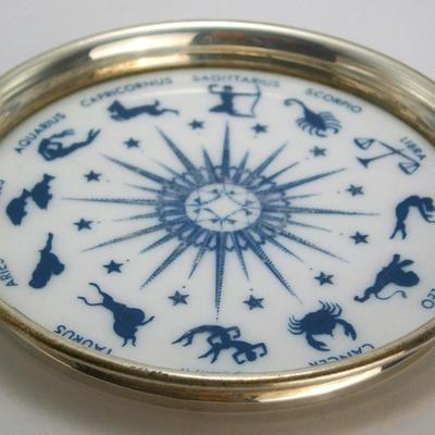 Gorham Silver Coaster Depicting  Zodiac Signs
