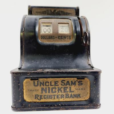 1940S UNCLE SAM QUARTER REGISTER BANK - HTF SINGLE COIN TOP SLOT