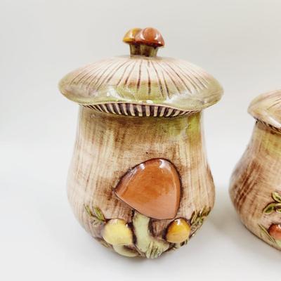 VINTAGE MUSHROOM CANNISTERS 2 PC - SEE DESCRIPTION