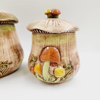 VINTAGE MUSHROOM CANNISTERS 2 PC - SEE DESCRIPTION