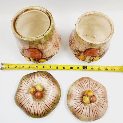 VINTAGE MUSHROOM CANNISTERS 2 PC - SEE DESCRIPTION