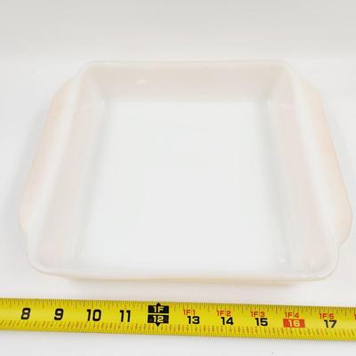 VINTAGE FIREKING IRIDESCENT PEACH CASSEROLE DISH