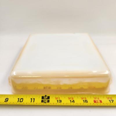 VINTAGE FIREKING IRIDESCENT PEACH CASSEROLE DISH