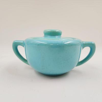 MID- CENTURY BLUE CERAMIC CREAMER CONTAINER