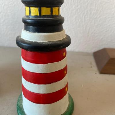 Collection of five porcelain lighthouses