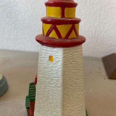 Collection of five porcelain lighthouses