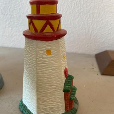 Collection of five porcelain lighthouses