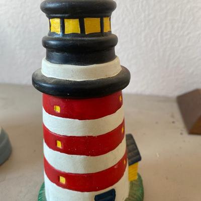 Collection of five porcelain lighthouses
