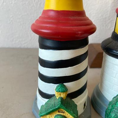 Collection of five porcelain lighthouses