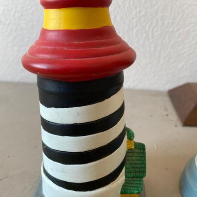 Collection of five porcelain lighthouses