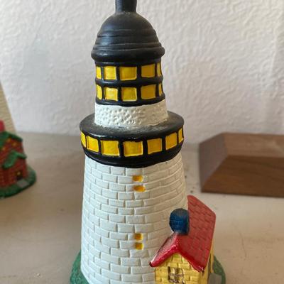 Collection of five porcelain lighthouses