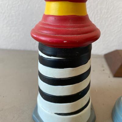 Collection of five porcelain lighthouses