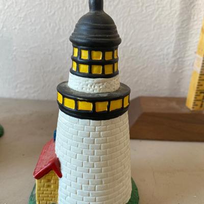 Collection of five porcelain lighthouses