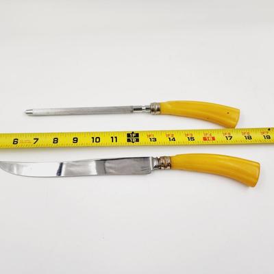 VINTAGE WASHINGTON FORGE YELLOW CARVING SET