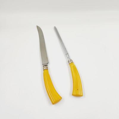 VINTAGE WASHINGTON FORGE YELLOW CARVING SET