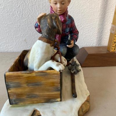 Norman Rockwell porcelain boy meets dog figurine