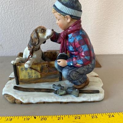 Norman Rockwell porcelain boy meets dog figurine